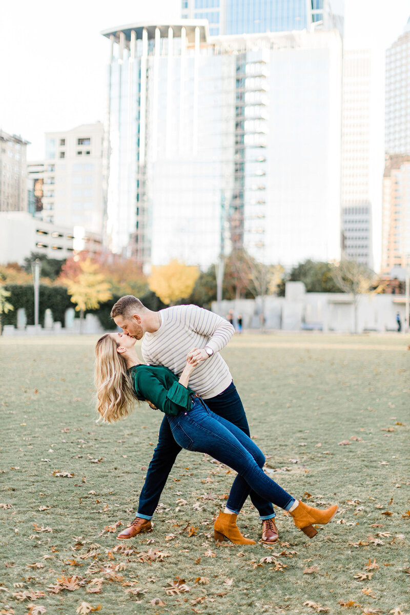 This gorgeous newly engaged couple went foe a dip in downtown Charlotte NC.
