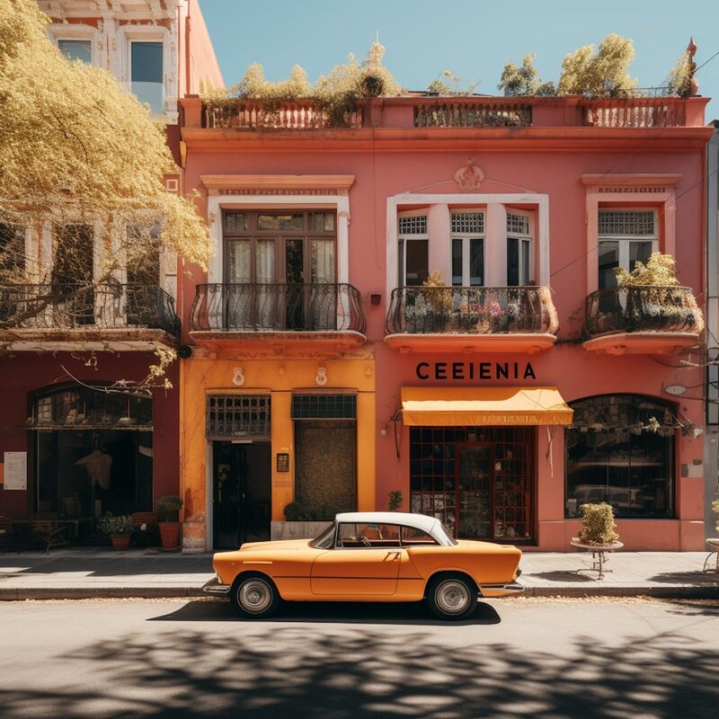 Vintage elegance on colorful street