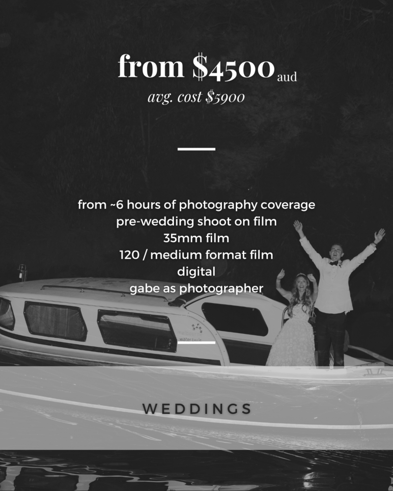 weddings on 35mm film and 120 / medium format film prices 