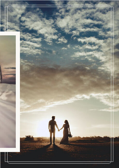 Couple on their wedding day as the sunsets copy