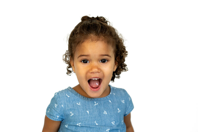 Modern school photo with plain white backdrop