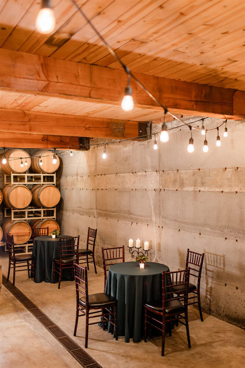 Barrel room at Chateau Lill, a Washington wedding venue