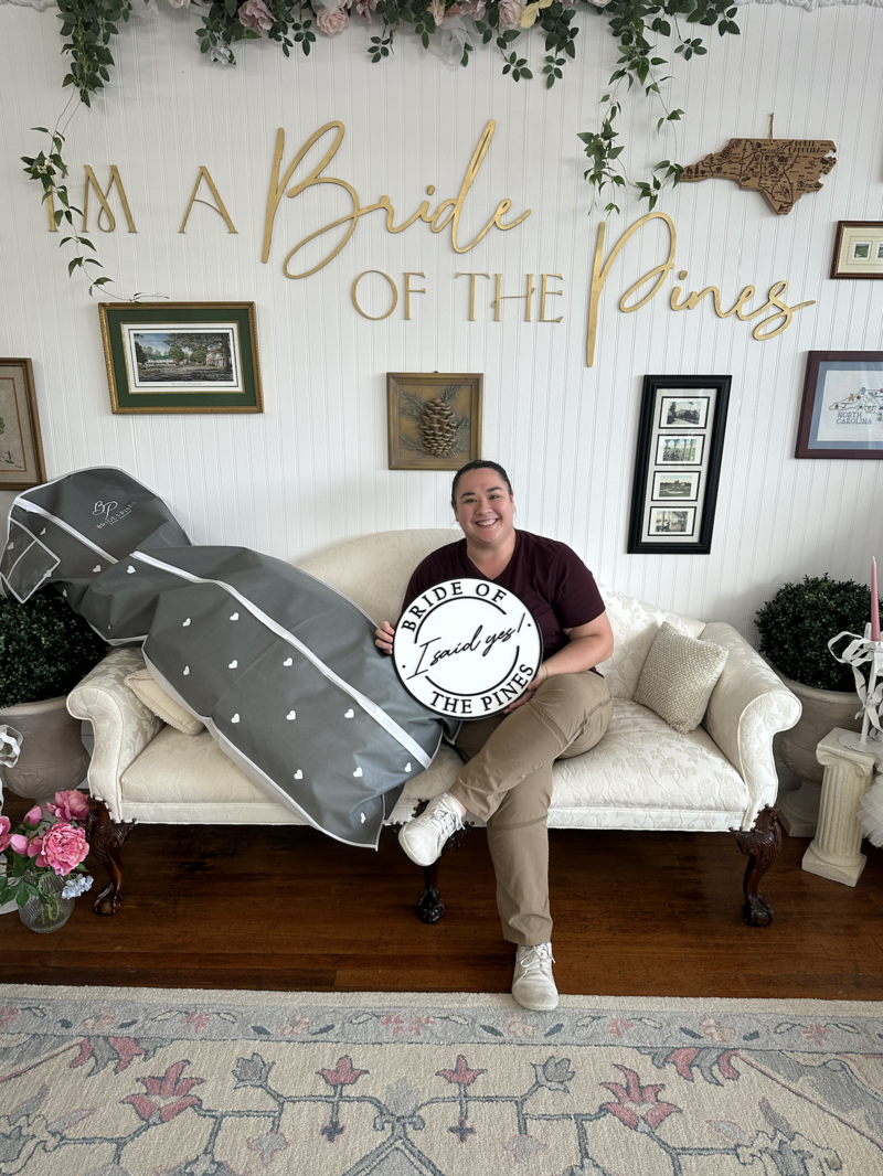 bride taking home her dream gown at bride of the pines aberdeen nc
