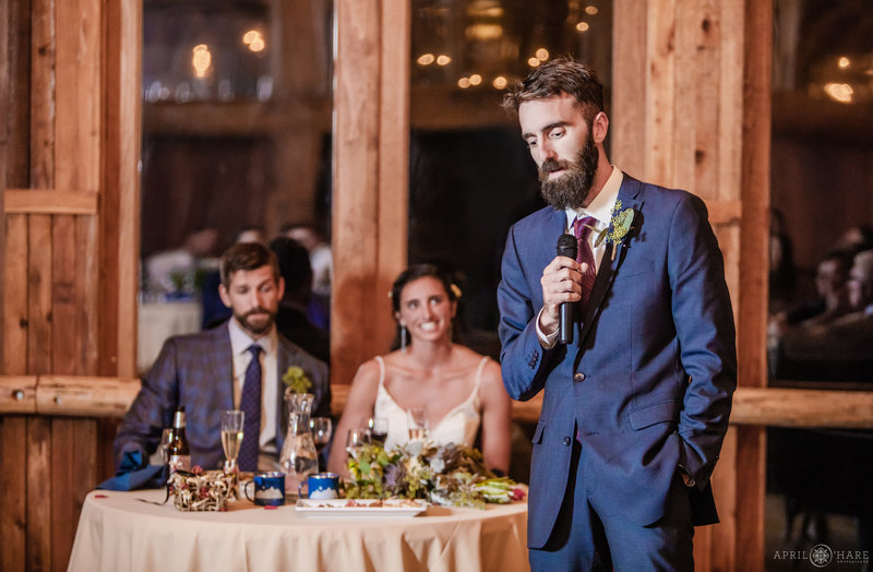 Wedding speech at Barn Reception at Mountain View Ranch