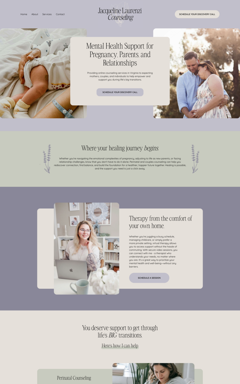 Featured website design project for JL Counseling in Tacoma, Washington created by AQ Design Studio