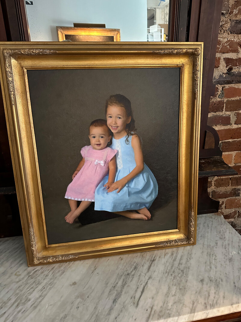 2024 LUXE Painted Portraits Young Sisters Painting Framed_0620 Web