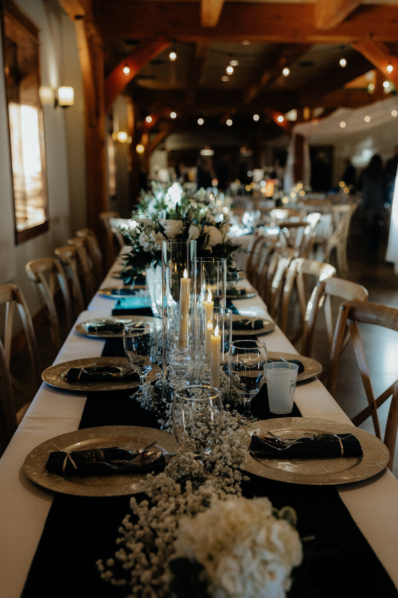 A wedding tablescape with twilight vibes.