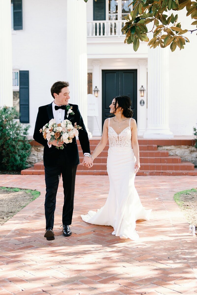 Bride and groom at winter wedding at Woodbine Mansion planned by Bianca Nichole and Co