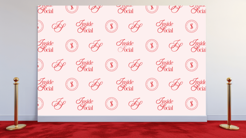 Media wall mockup in front of red carpet for Inside Social branding created by Leithal and Co