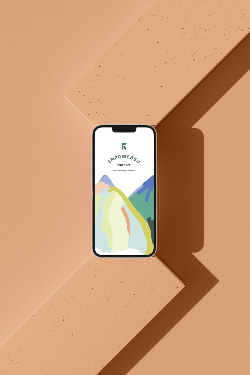 Iphone-mockup-EL-main-logo-with-mountain-art-illustration-salmon