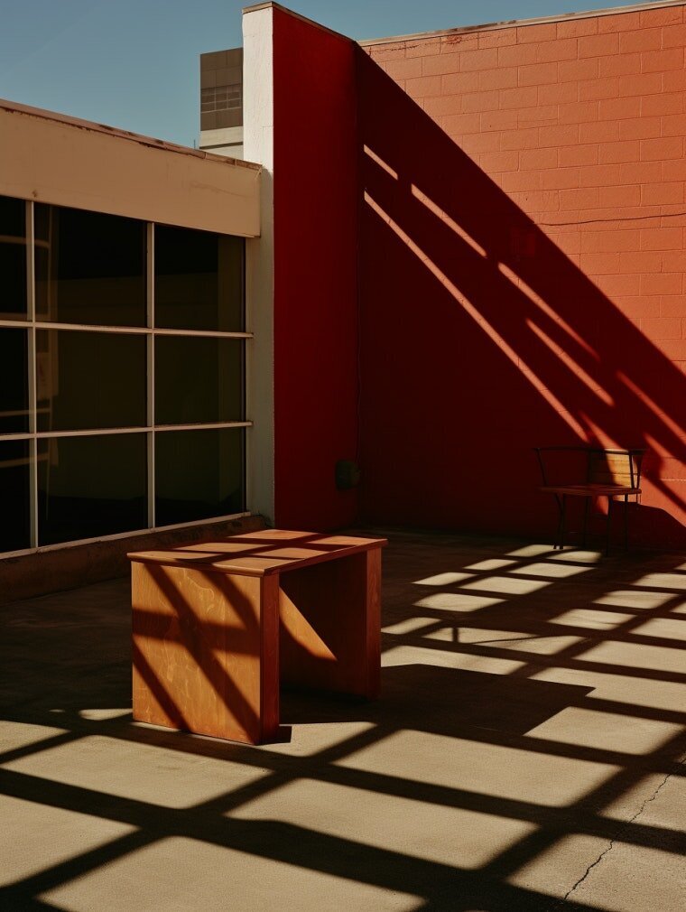 Serene Sunlit Solitude_ Architectural Contrast and Shadows