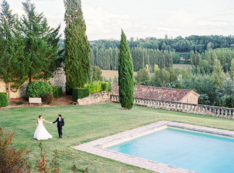 Bride and groom in the landscape