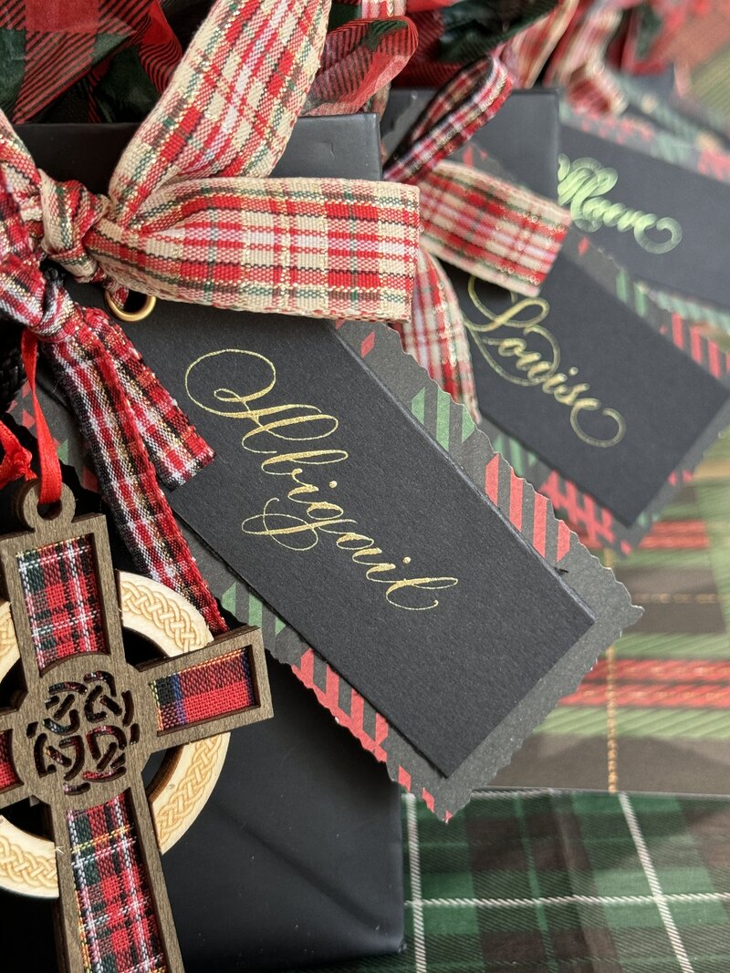 calligraphy christmas tags