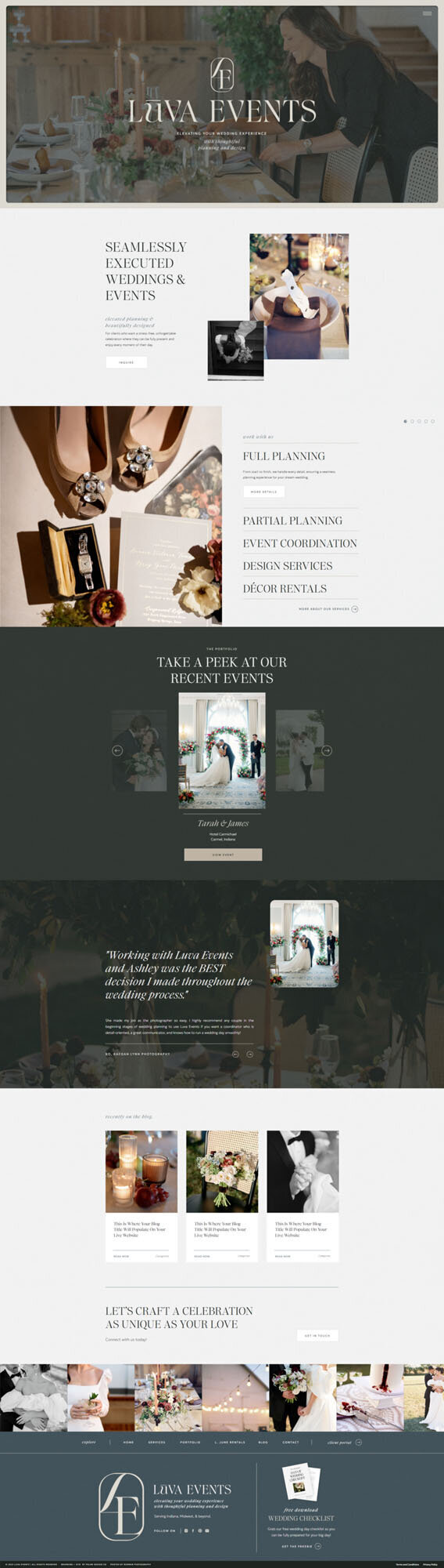 Event planning website by website and brand designer for photographers Palme Design Co
