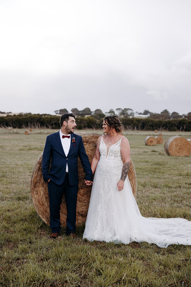 The couple both pulling funny faces at each other