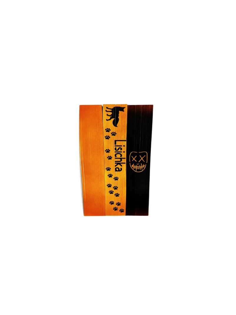 Custom sprayed-edge design for God of Wrath by Rina Kent from Sprayed Your Pages, painted in deep orange-to-black ombré tones with the series’ signature mask symbol.