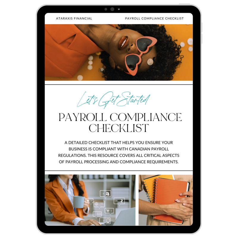 iPad Mockup displaying the cover of a Payroll Compliance Checklist.