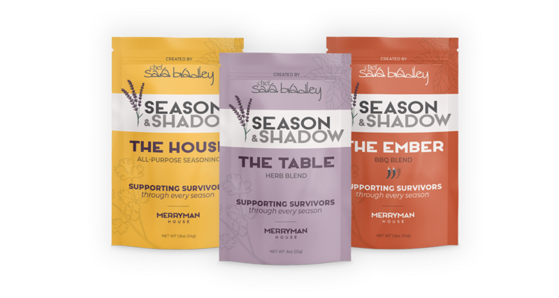 Merryman House Season and Shadow non profit packaging for spice blends designed by Amanda Newman Design in Paducah, Kentucky