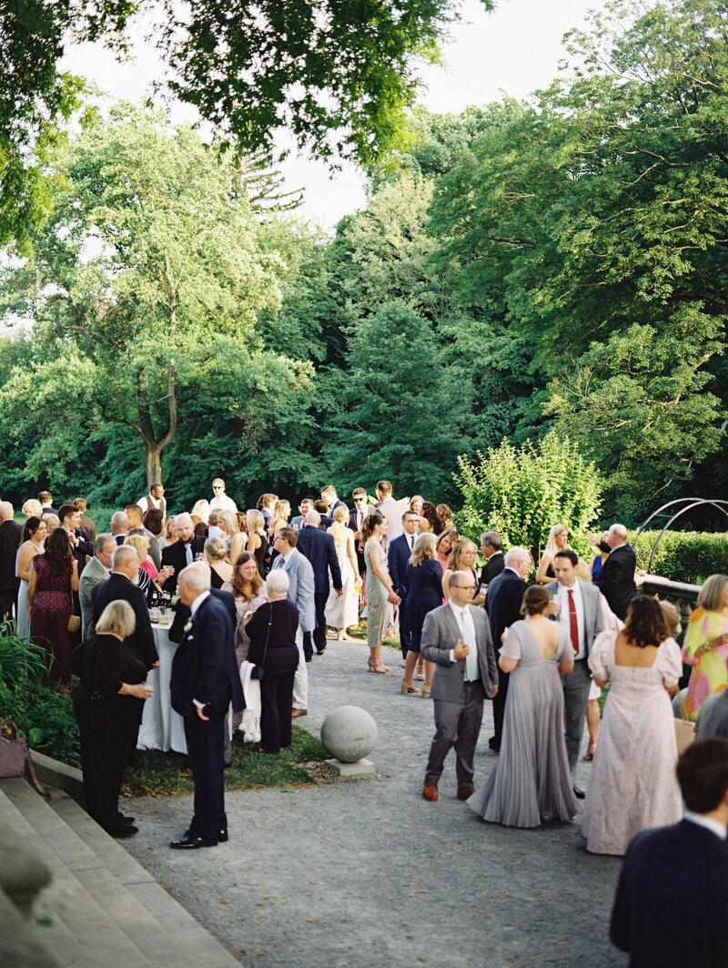 Guests mingling at cocktail hour at Curtis Arboretum