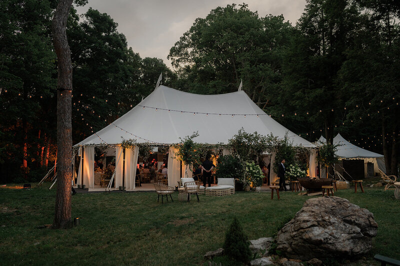 detail shot of an evening wedding tent at glynwood, cold spring