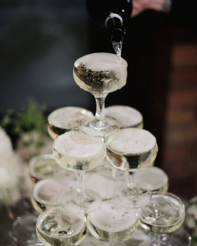 champagne tower at luxury Sacramento wedding
