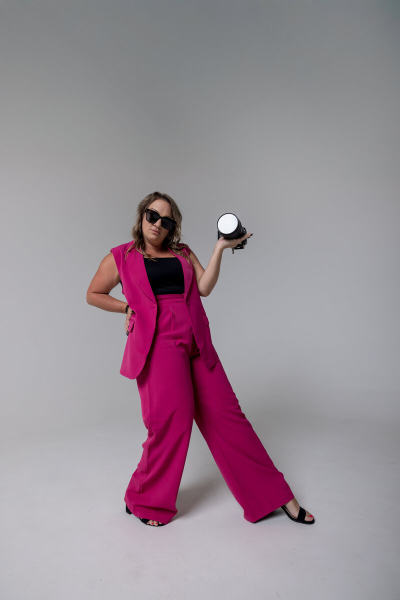 Christine Scott of Lomonico Photography - pink power suit!