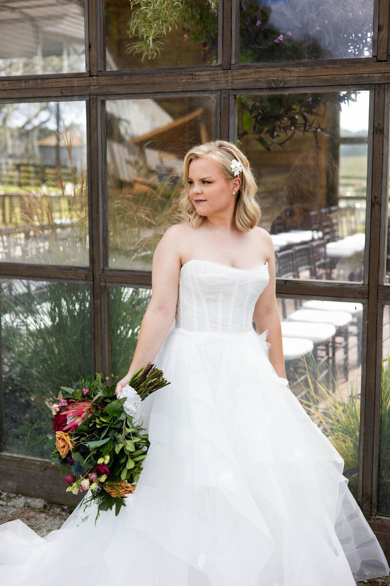 bridal portrait outside atlanta wedding venue