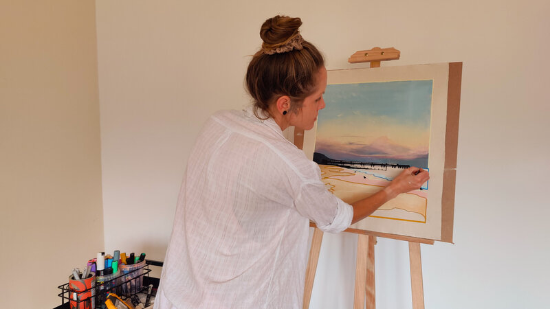 Emele Artist painting sunrise