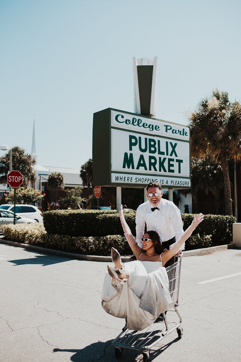 Florida Boat Elopement Couple With Champagne