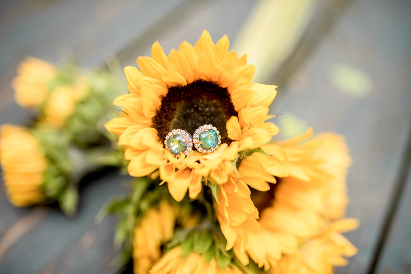 Wedding earring pictured with sunflowers