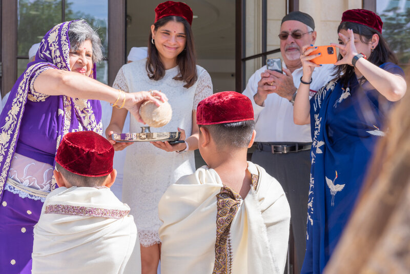 Navjote ceremony at a Zoroastrian temple.