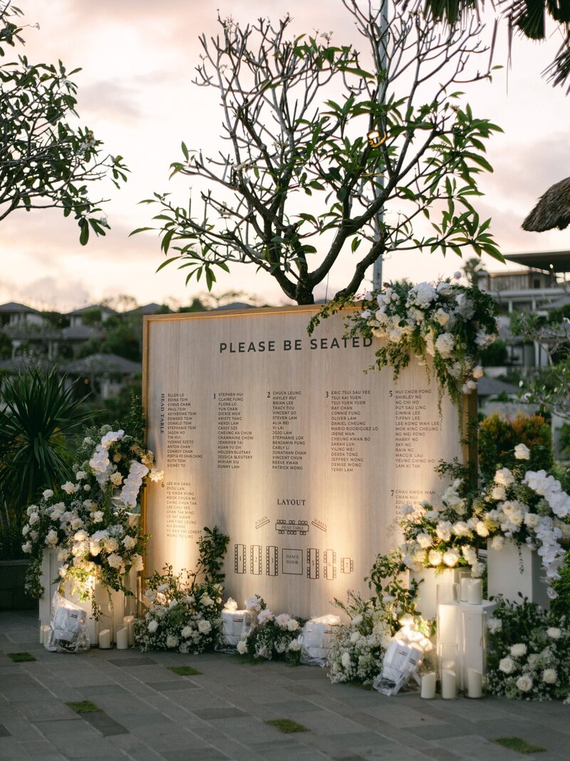 Wooden Seating Chart Bali Wedding