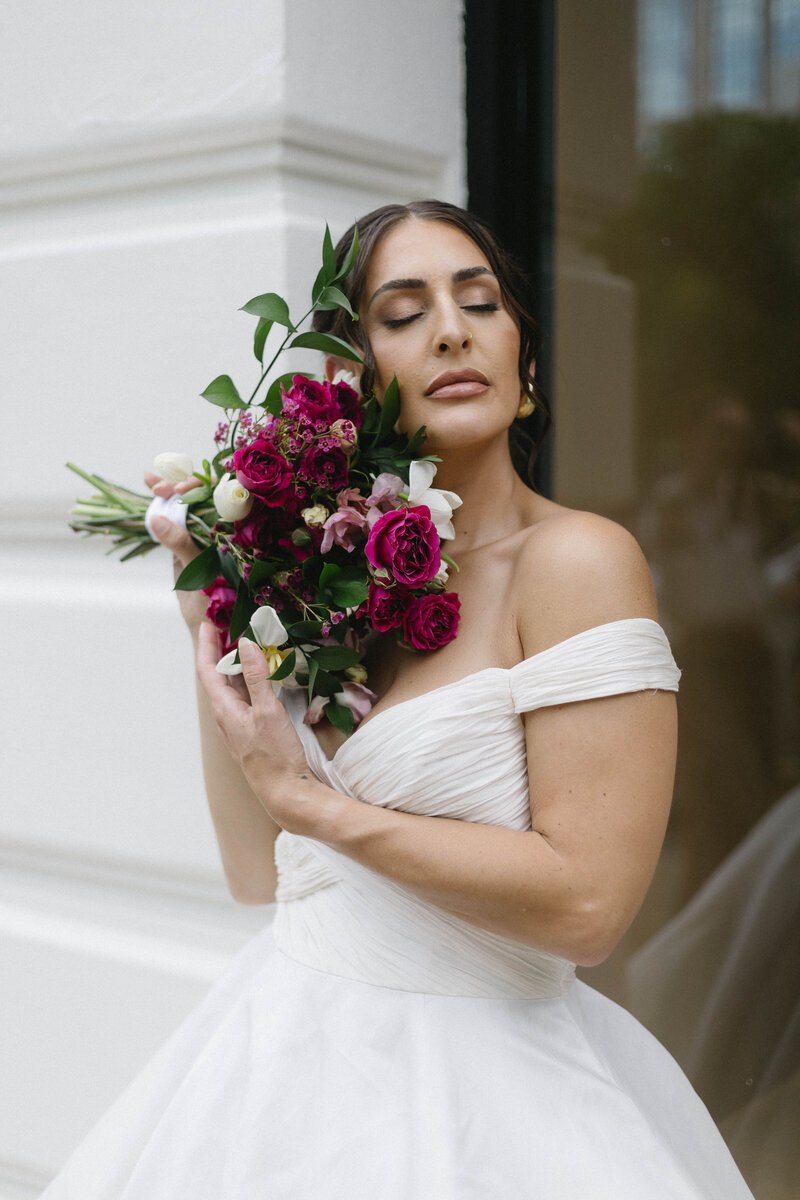 Photo of bride after her hair and makeup is done