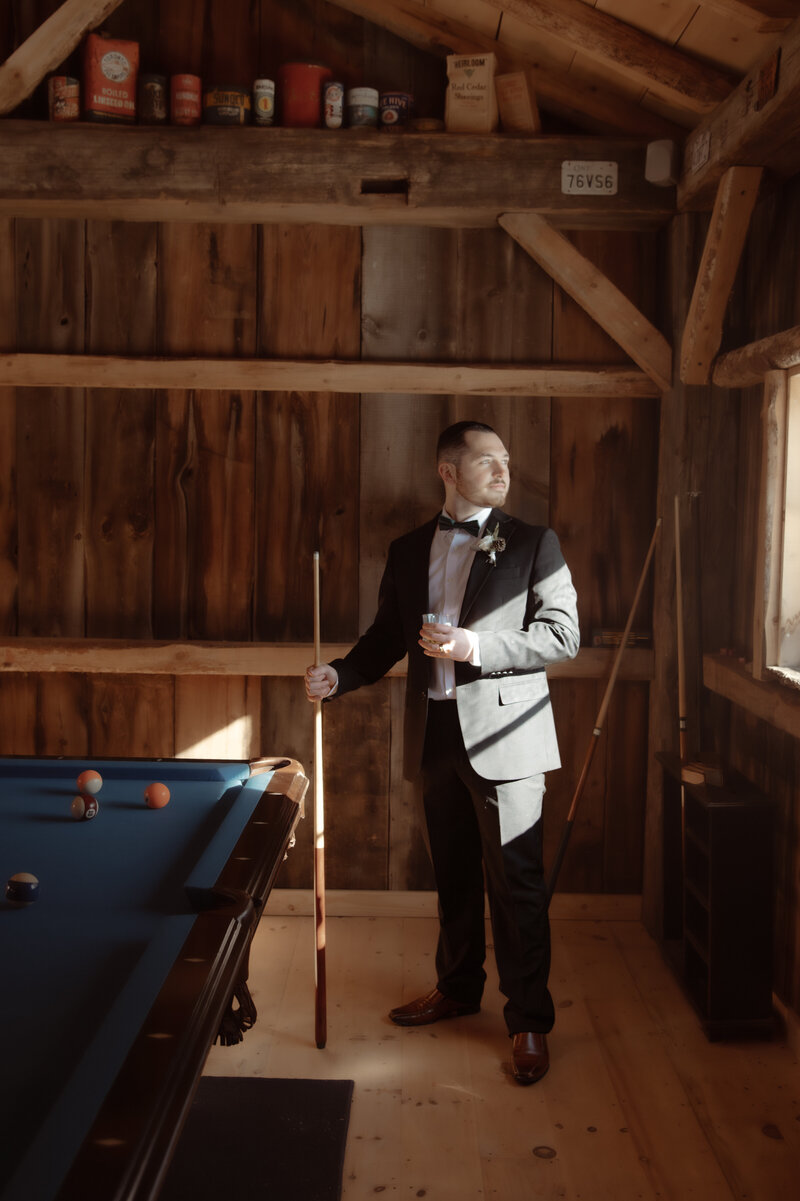 Alberta couple getting ready in barn