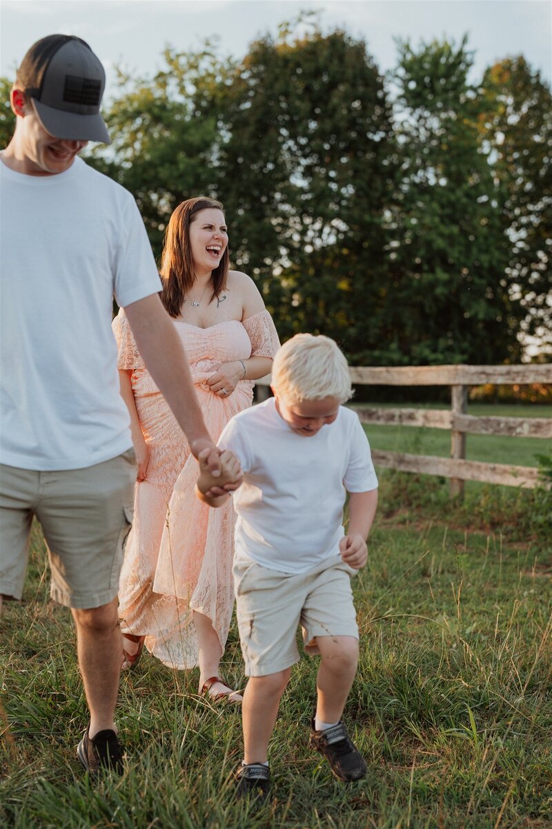 Picture of a family of three together 