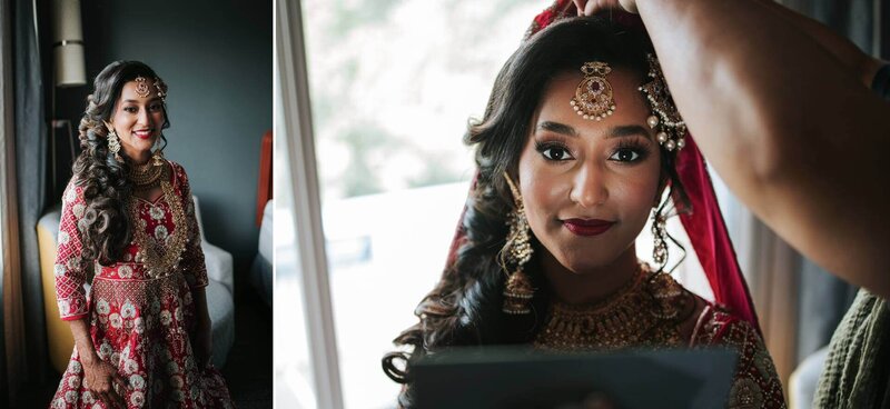 South Asian Bride smiles for portrait at Royal Alberts Palace