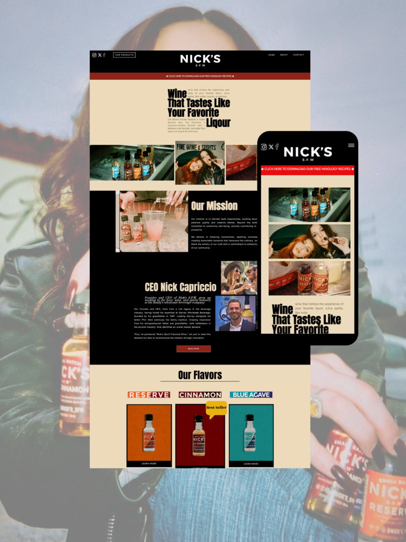 bold website design for an alcohol company