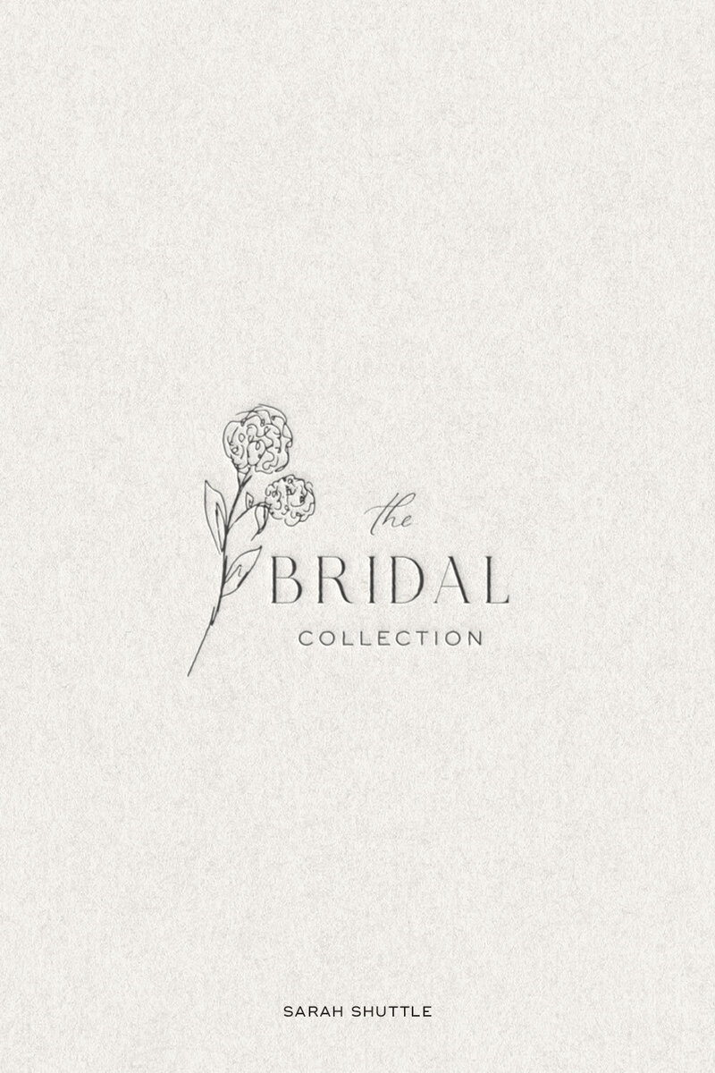 Grey hand-sketched floral brand element printed on textured paper