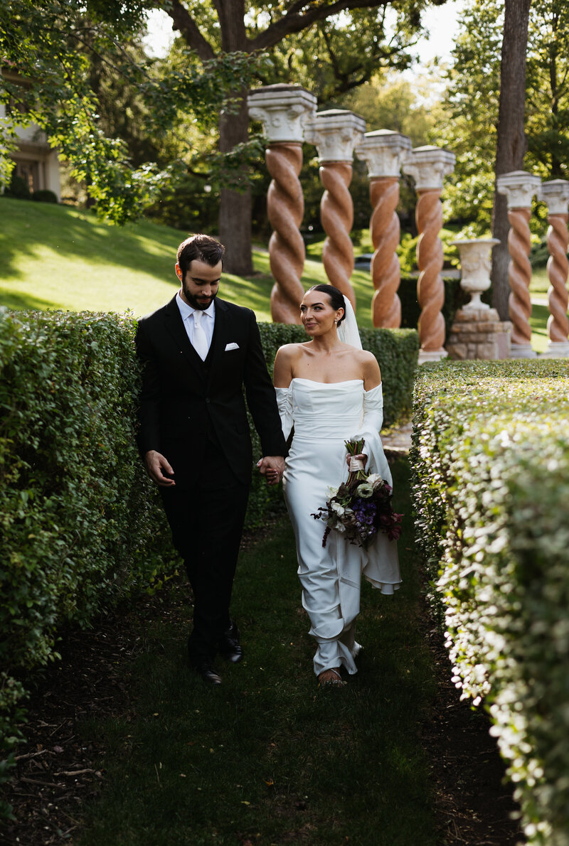 bride and groom kissing