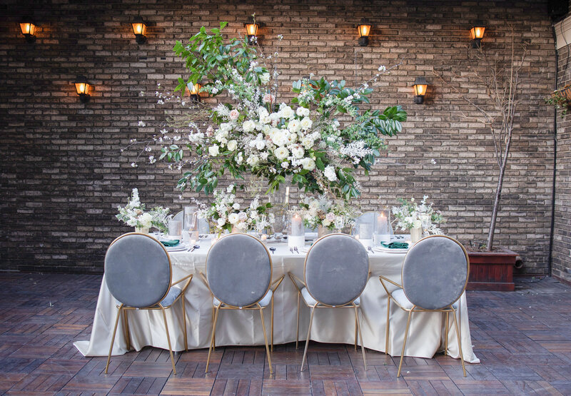 wedding reception decor with luxury wedding flowers