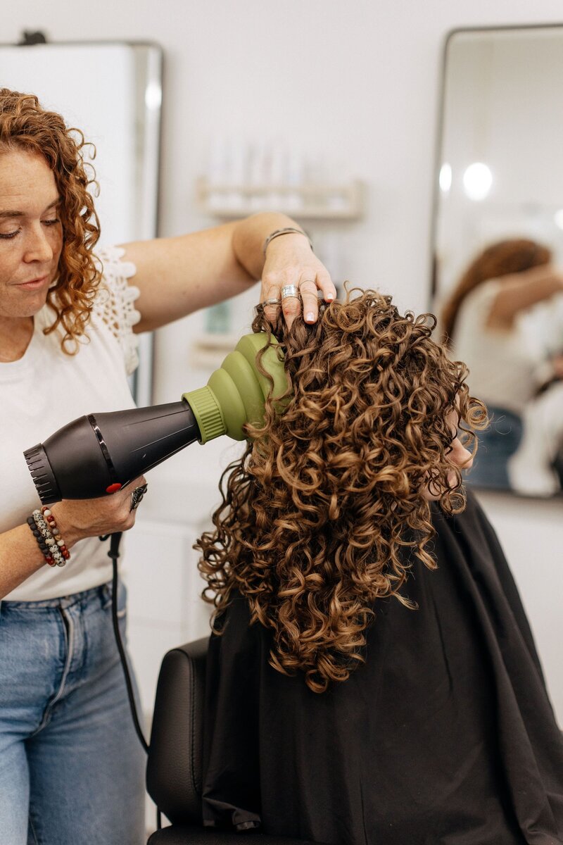 Image of Curly Hair Blowdrying 