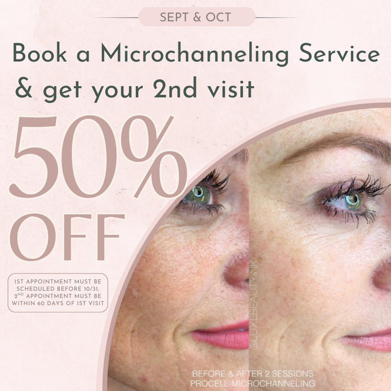 Riversong Spa & Salon microchanneling promotion—book in September or October and get your second visit 50% off within 60 days.