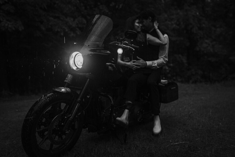 25_Eagle_River_Wisconsin_Lake_Cabin_Rainy_Engagement_Photos_Motorcycles_Harley_Davidson_James_ Stokes_Photograhy_WI.24