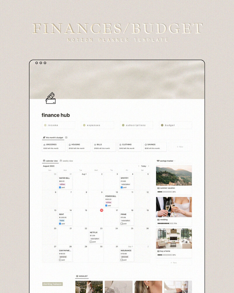 finances homepage
