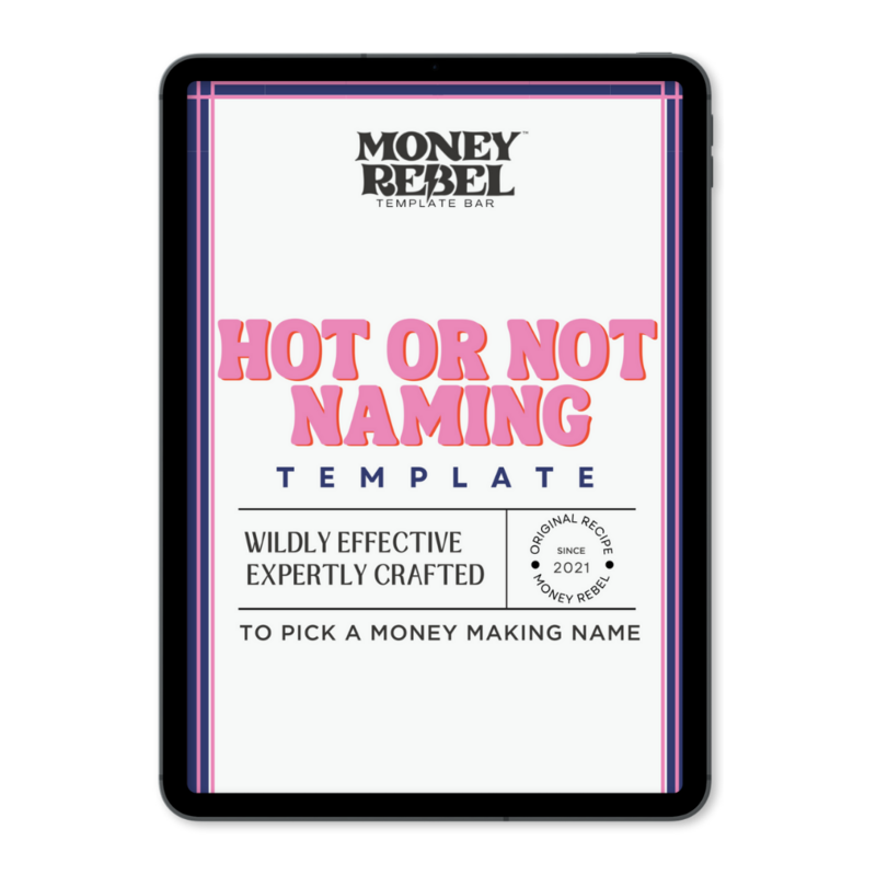 Mockup image of the Hot or Not Naming Template by Money Rebel Template Bar