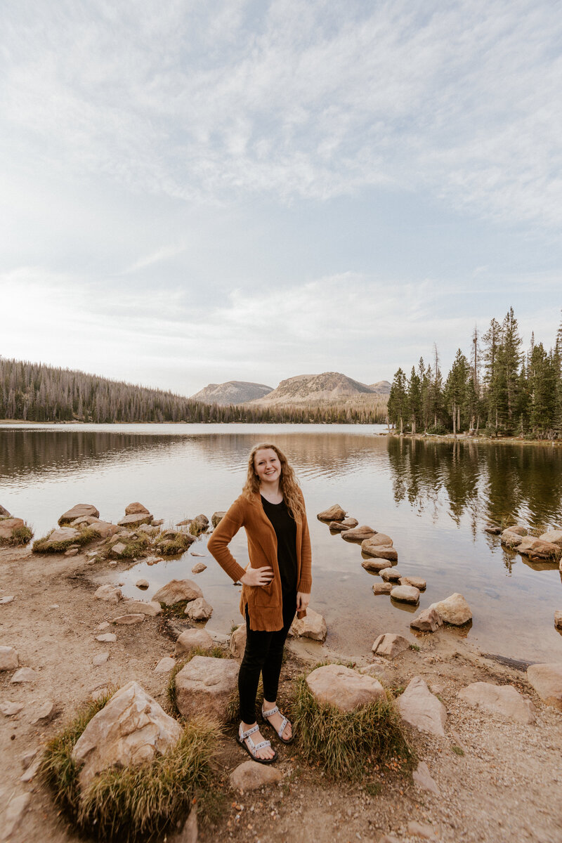 Photographer standing near Mirror Lake in the Uinta mountains.