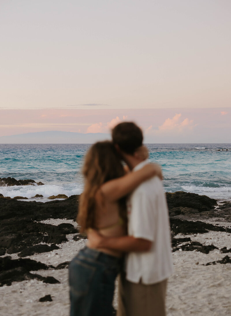 destination wedding photography in Hawaii bride and groom eloping during sunset on the beach