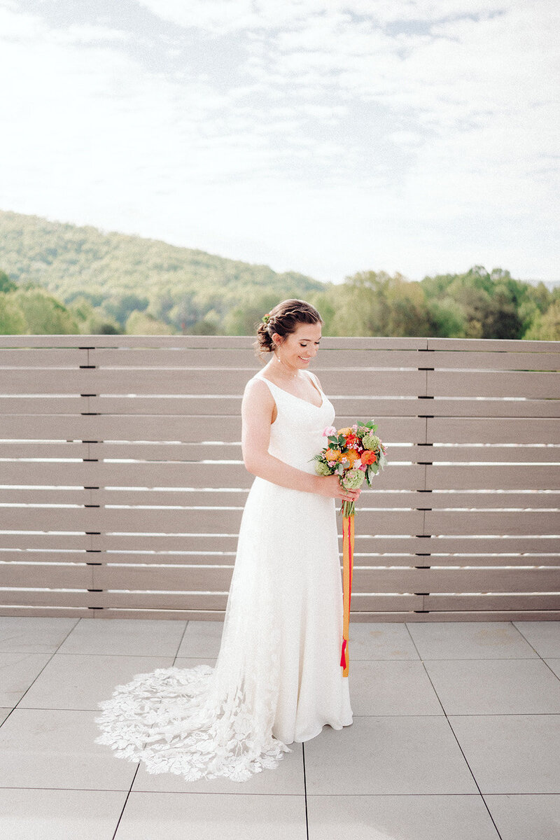 Asheville NC custom wedding dress design with detachable train - Edith Élan