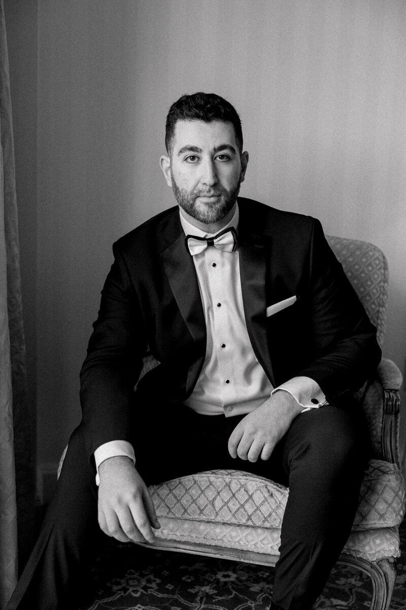 black and white groom