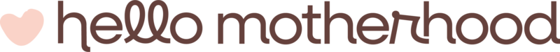 Simple heart icon and the words "hello mother" in a playful script font